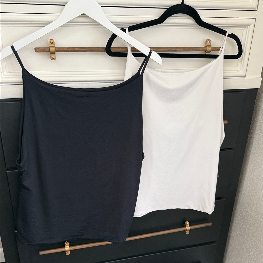 Maeve Black and White Spaghetti Strap Camisole Pair